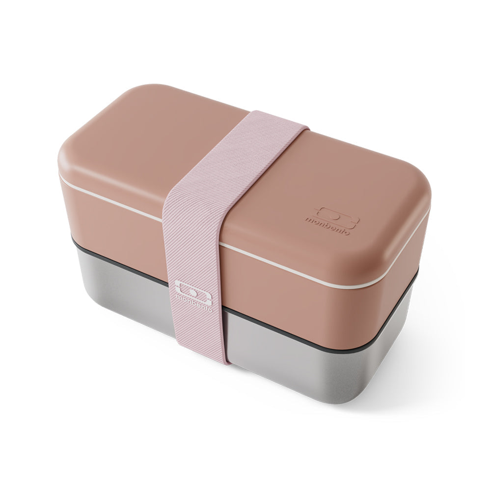 Monbento Mb Sense Original Two-Tier Metal Bento Box - Pink Moka