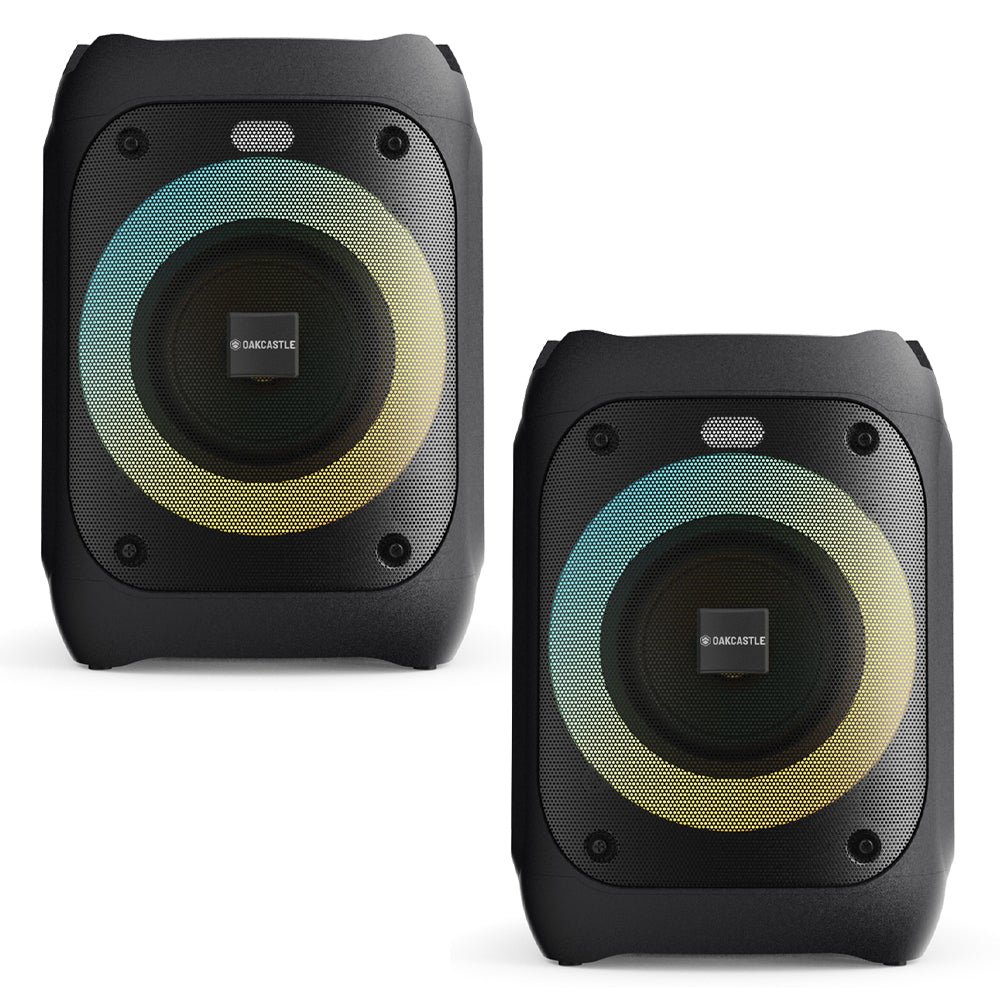 2x Majority PS100 - Bundled Party Speaker 40w Bluetooth Karaoke-DJ-Party-PA System - Black