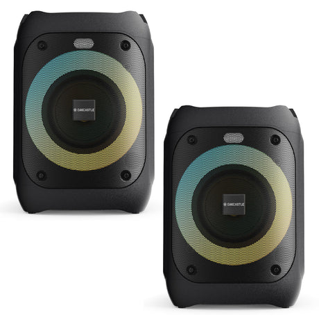 2x Majority PS100 - Bundled Party Speaker 40w Bluetooth Karaoke-DJ-Party-PA System - Black