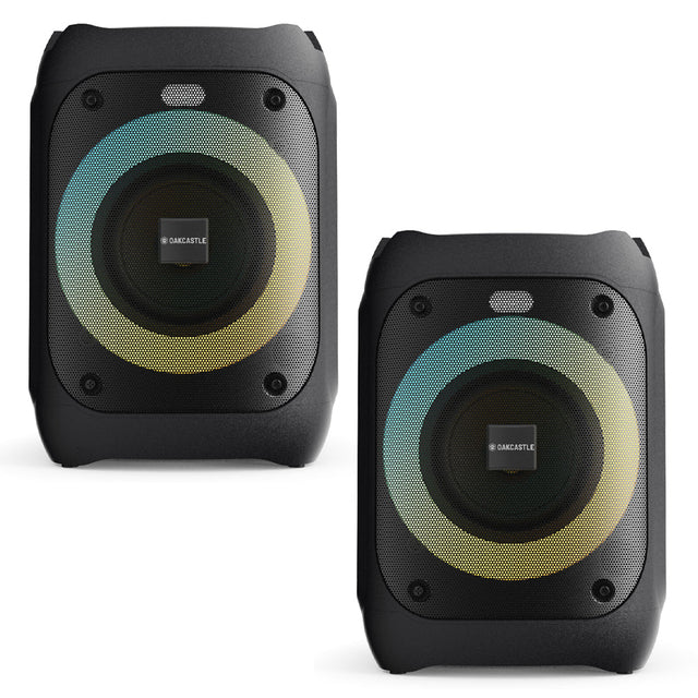 2x Majority PS100 - Bundled Party Speaker 40w Bluetooth Karaoke-DJ-Party-PA System - Black