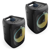 2x Majority PS100 - Bundled Party Speaker 40w Bluetooth Karaoke-DJ-Party-PA System - Black