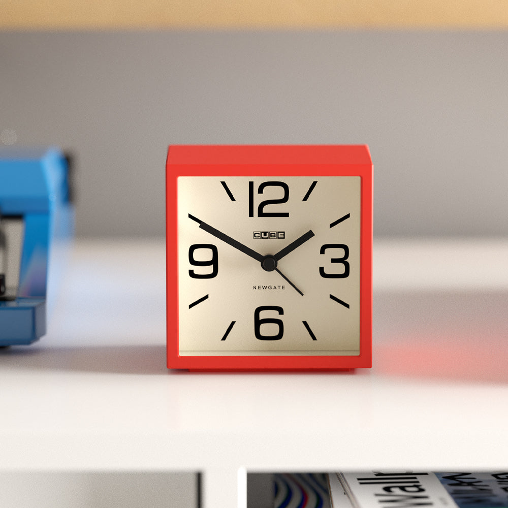 Newgate Cube Mantel Clock - Fire Engine Red