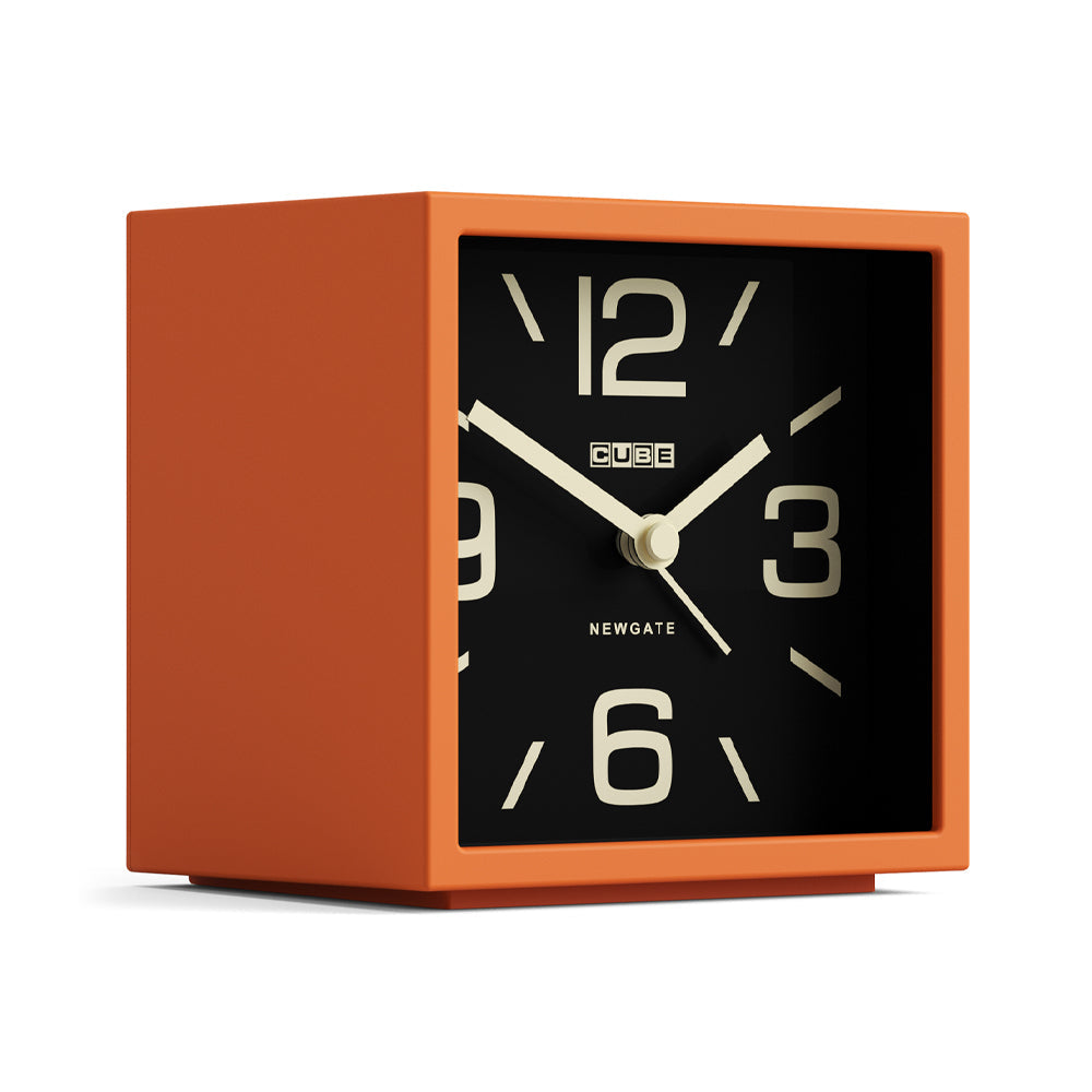 Newgate Cube Mantel Clock - Pumpkin Orange