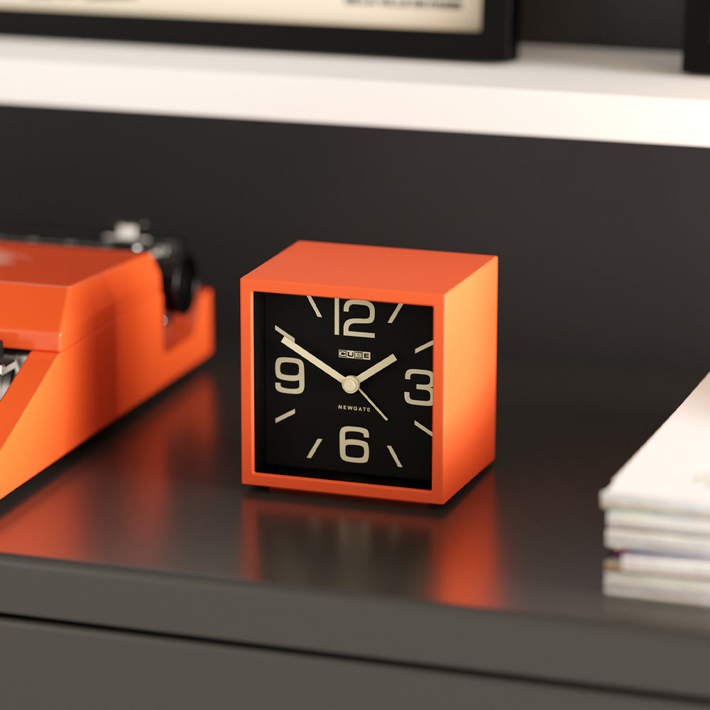 Newgate Cube Mantel Clock - Pumpkin Orange