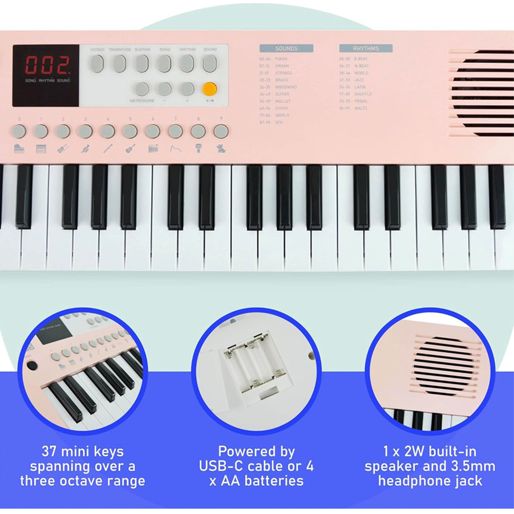 Axus 37 Key Mini Portable Keyboard - Pink