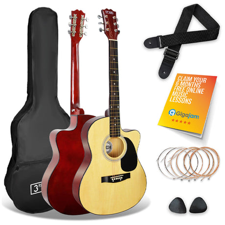 3rd Avenue Full Size Cutaway Acoustic Guitar Pack - Natural