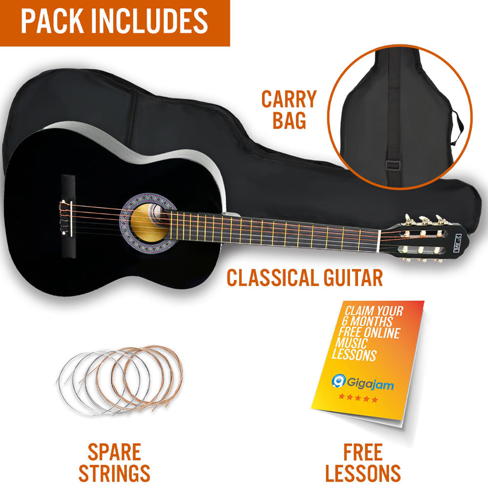 3rd Avenue Full Size Classical Guitar Pack - Black