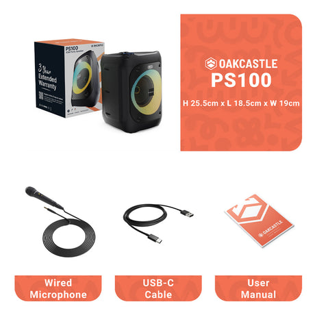 Majority PS100 - Party Speaker 40w Bluetooth Karaoke-DJ-Party-PA System - Black