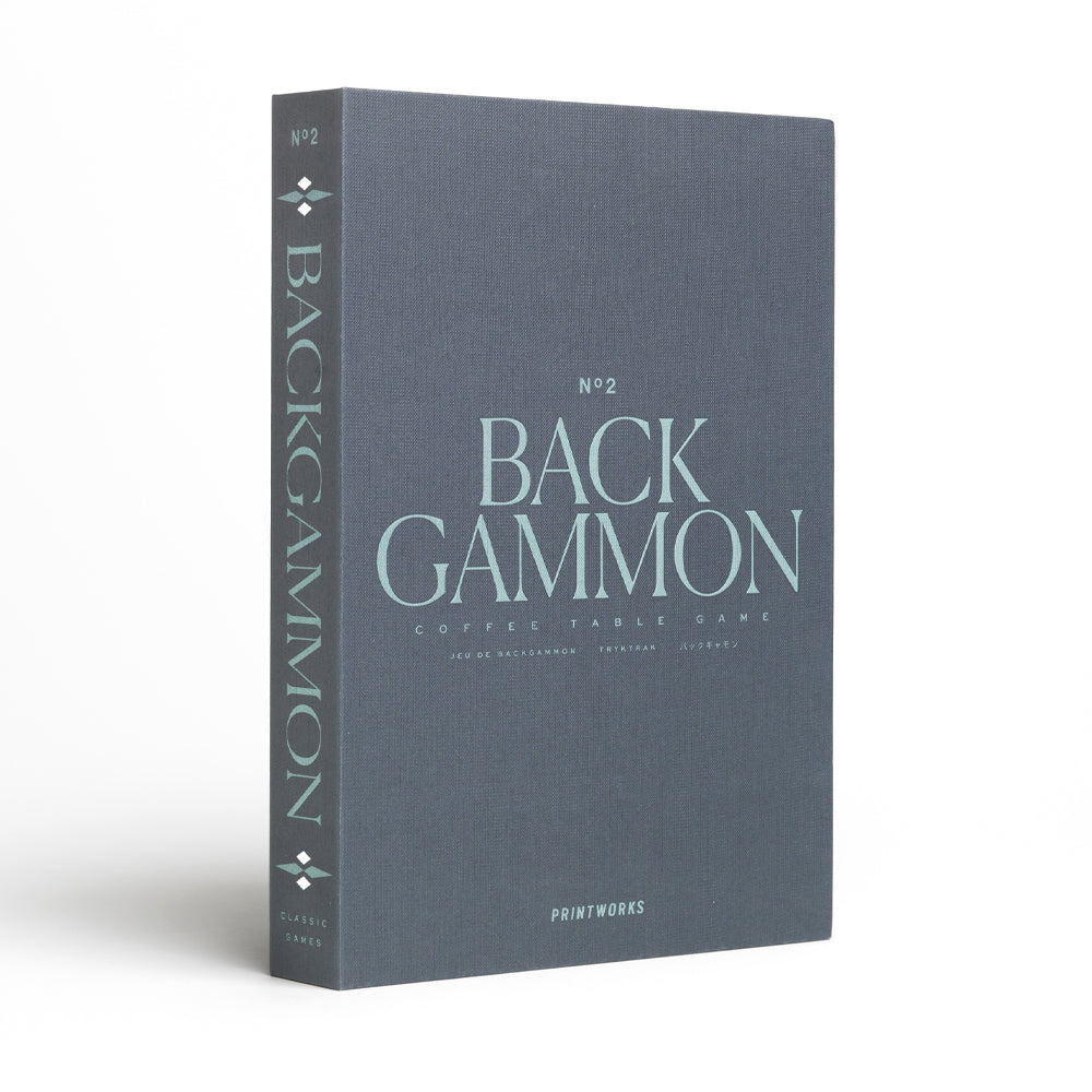 Printworks Classic Backgammon Board Game - Grey Blue