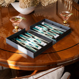 Printworks Classic Backgammon Board Game - Grey Blue
