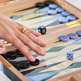Printworks Lacquered Backgammon Board Game - Blue