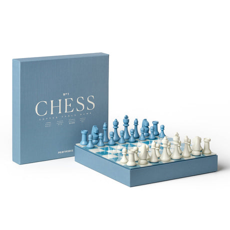 Printworks Classic Chess Board Game - Dusty Blue (Coffee Table Set)