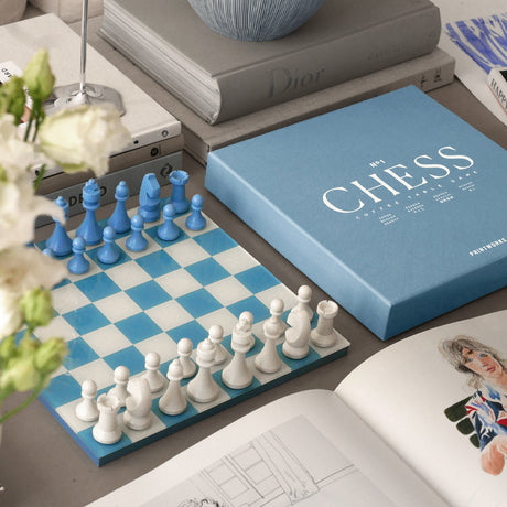 Printworks Classic Chess Board Game - Dusty Blue (Coffee Table Set)