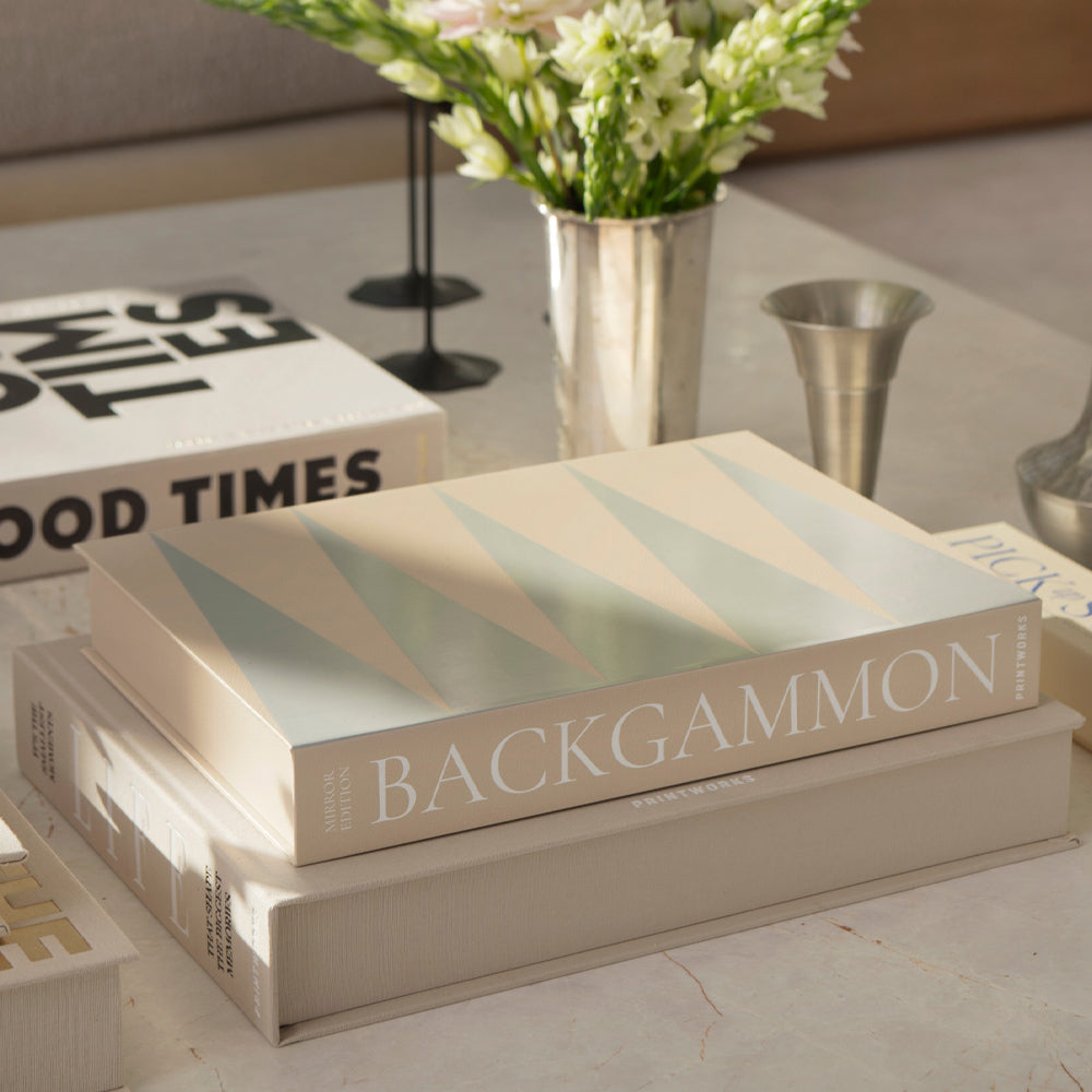 Printworks Classic Art Of Backgammon Mirror Board Game - Beige Clear
