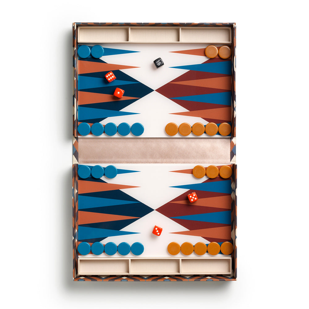 Printworks Bazaar Backgammon Board Game - Moroccan Design (Coffee Table Set)