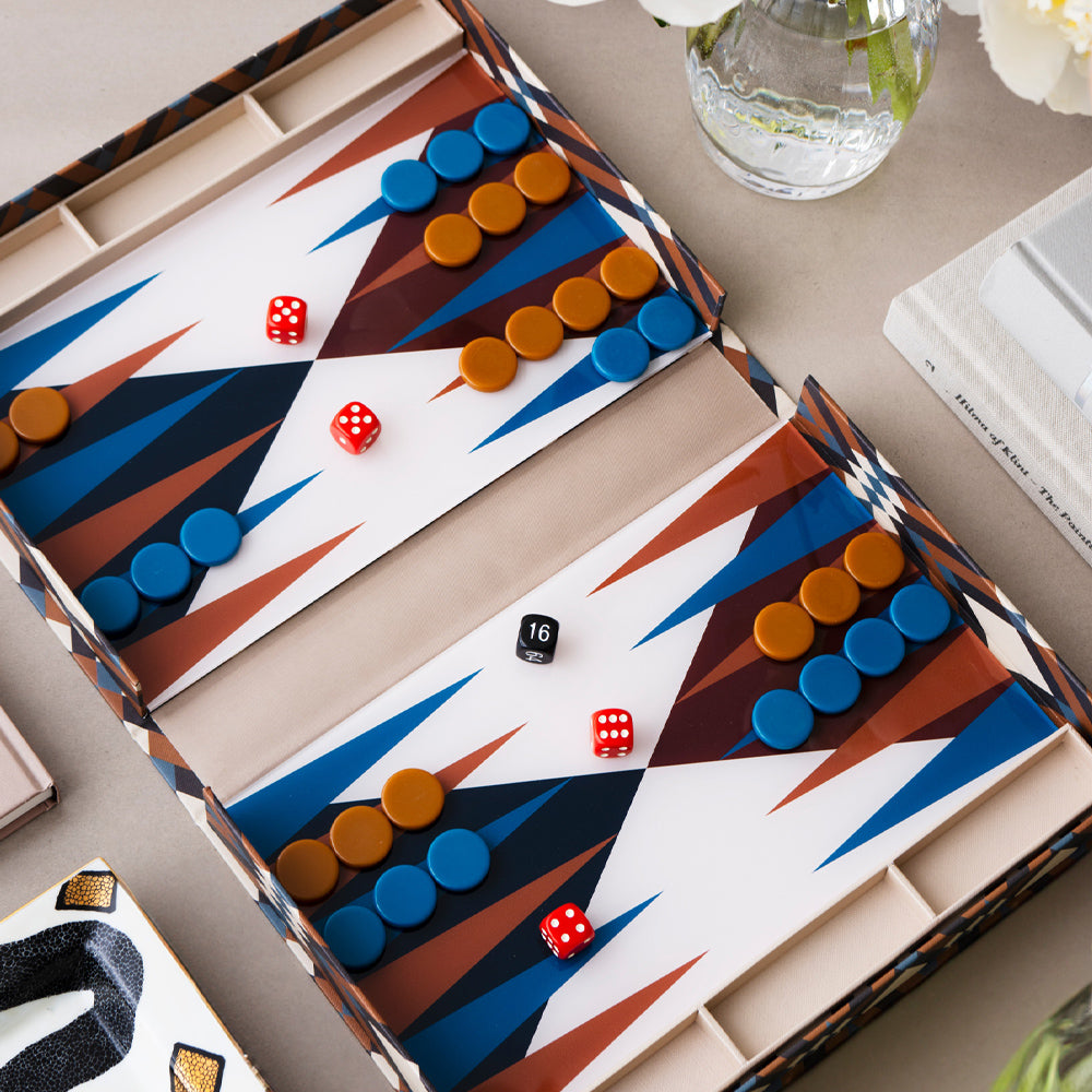 Printworks Bazaar Backgammon Board Game - Moroccan Design (Coffee Table Set)