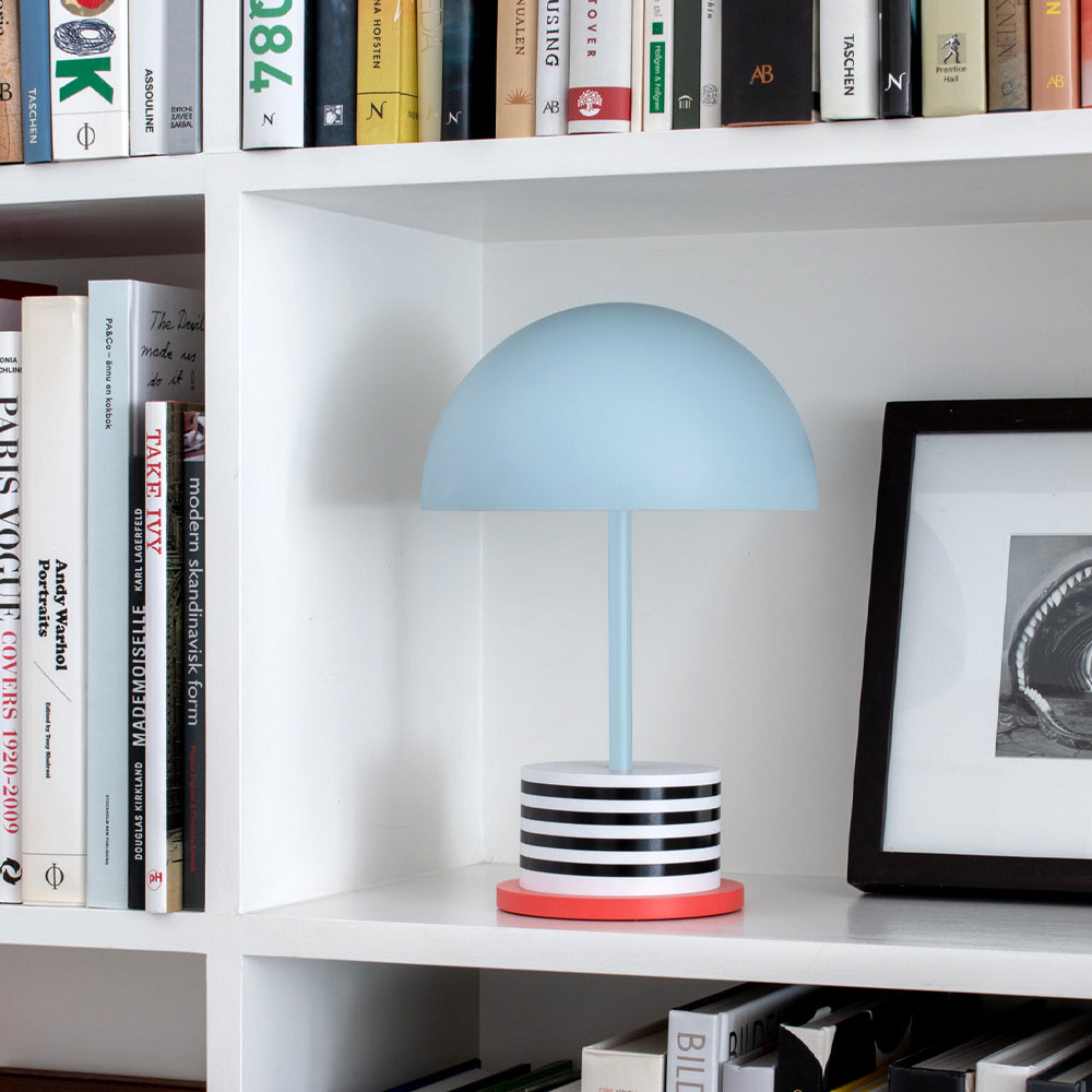 Printworks Riviera Portable LED Table Lamp - Stripes (Rechargeable Cordless Bedside Light)