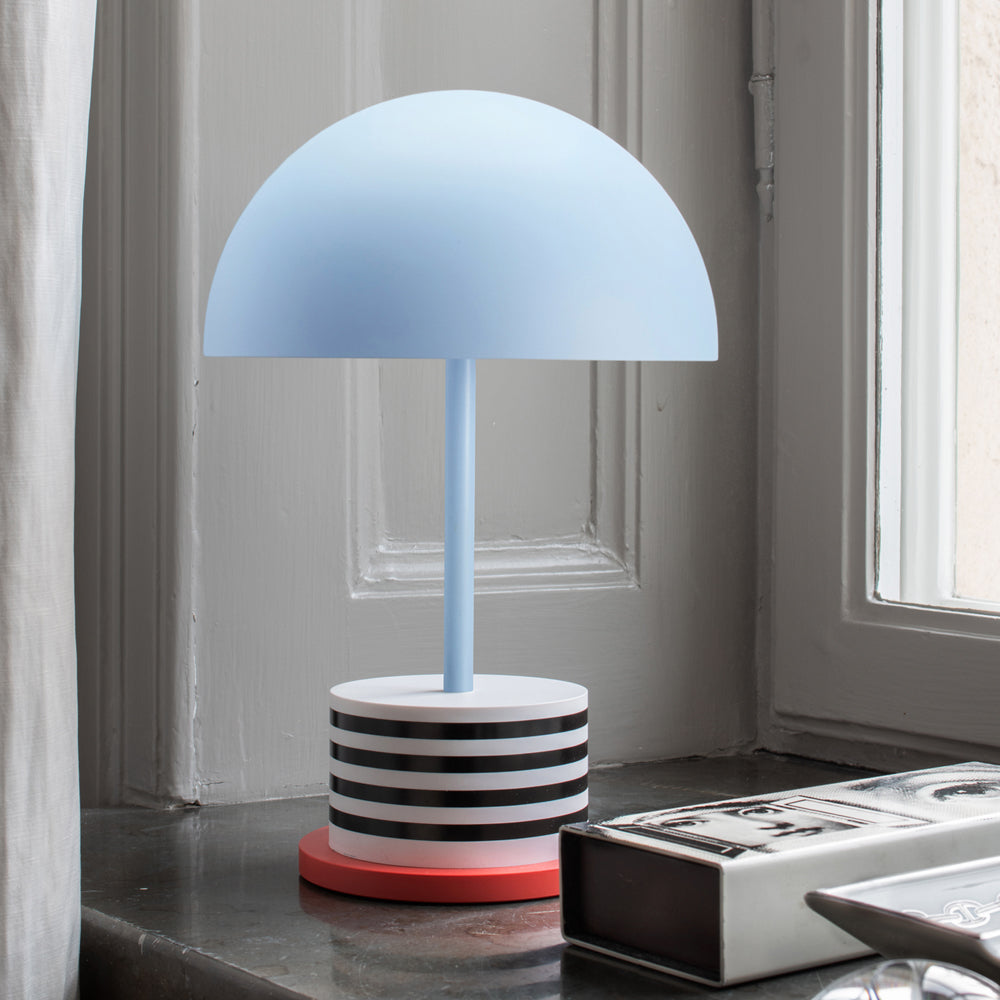 Printworks Riviera Portable LED Table Lamp - Stripes (Rechargeable Cordless Bedside Light)