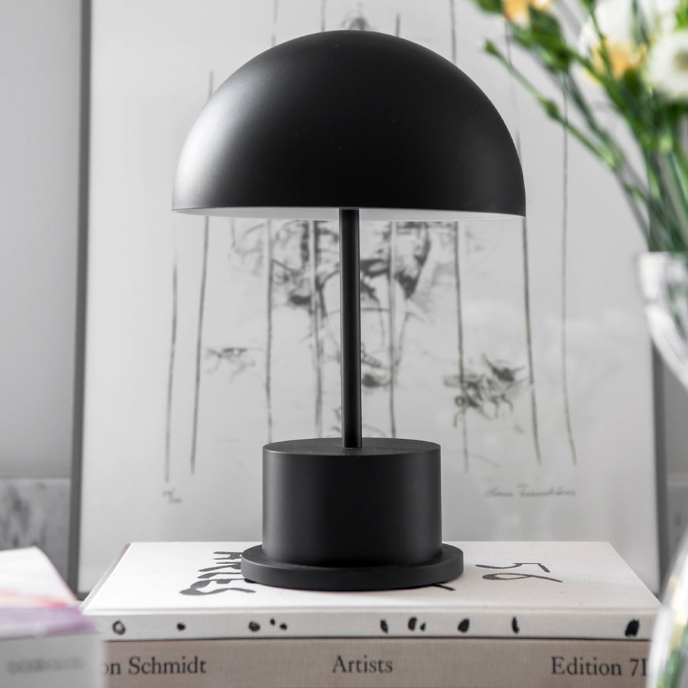 Printworks Riviera Portable LED Table Lamp - Black (Rechargeable Cordless Bedside Light)