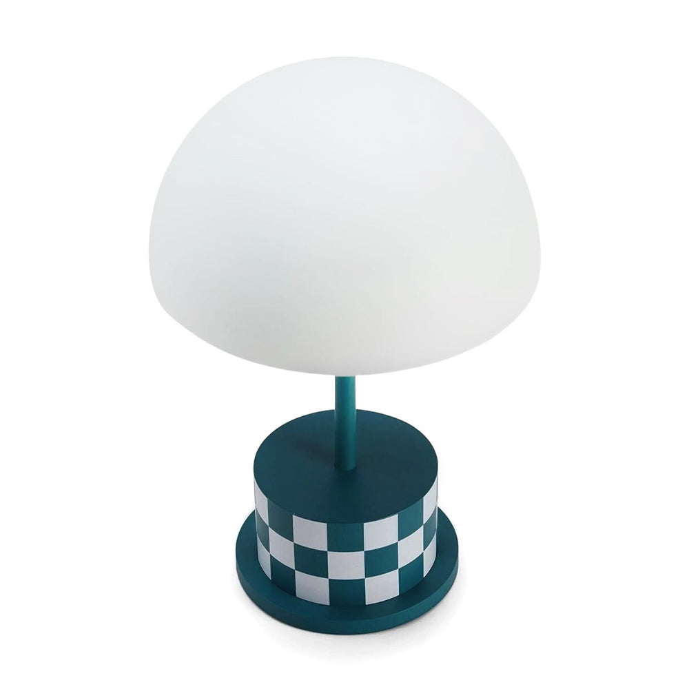 Printworks Riviera Portable LED Table Lamp - Checkers (Rechargeable Cordless Bedside Light)