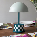 Printworks Riviera Portable LED Table Lamp - Checkers (Rechargeable Cordless Bedside Light)