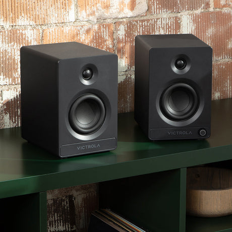 Victrola Tempo Bookshelf Bluetooth Speakers - Black