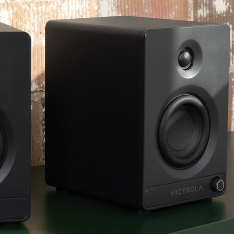 Victrola Tempo Bookshelf Bluetooth Speakers - Black