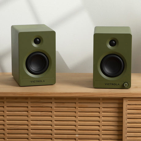 Victrola Tempo Bookshelf Bluetooth Speakers - Green
