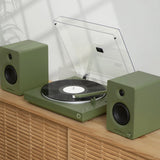Victrola Automatic Turntable + Tempo Bookshelf Speakers Bundle - Green
