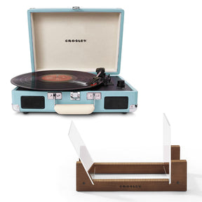 Crosley Cruiser Bluetooth Portable Turntable - Turquoise + Storage Display Stand