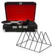 Crosley Cruiser Bluetooth Portable Turntable - Black + Gadhouse Vinyl Rack Bundle - Black