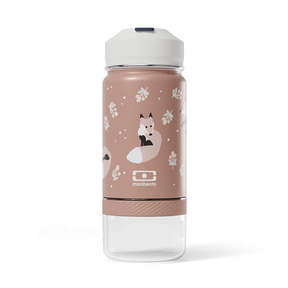 Monbento Twisty Kids Water Bottle with Snack Container - Fox