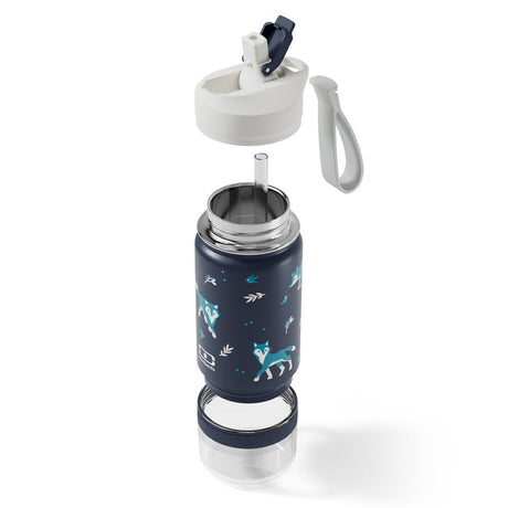 Monbento Twisty Kids Water Bottle with Snack Container - Wolf
