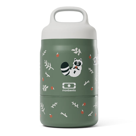 Monbento Handy Kids Insulated Lunch Box with Compartments - Raccoon