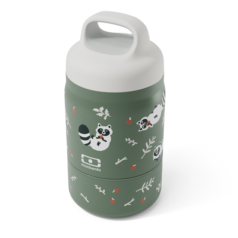 Monbento Handy Kids Insulated Lunch Box with Compartments - Raccoon
