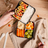 Monbento Flex 2 Compartment Lunch Box with Cutlery - Black Onyx