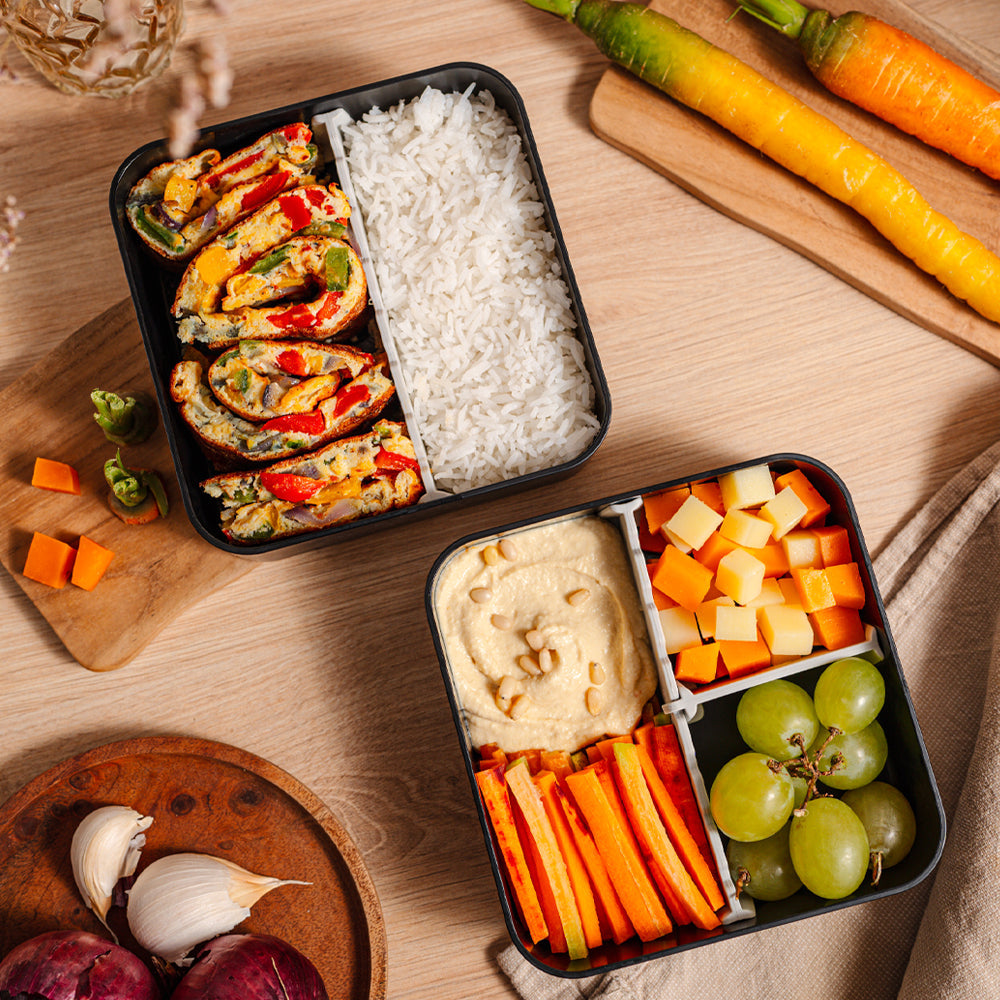 Monbento Flex 2 Compartment Lunch Box with Cutlery - Black Onyx