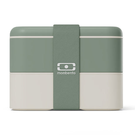 Monbento Flex 2 Compartment Lunch Box with Cutlery - Green Natural