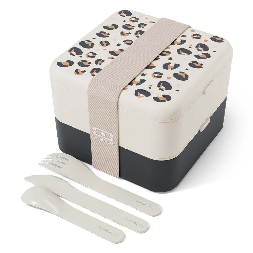 Monbento Flex 2 Compartment Lunch Box with Cutlery - Leopard