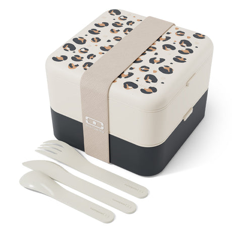Monbento Flex 2 Compartment Lunch Box with Cutlery - Leopard