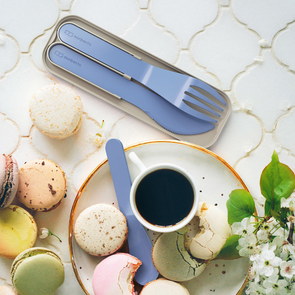 Monbento Mb Pocket Plastic Cutlery Set - Blue Infinity