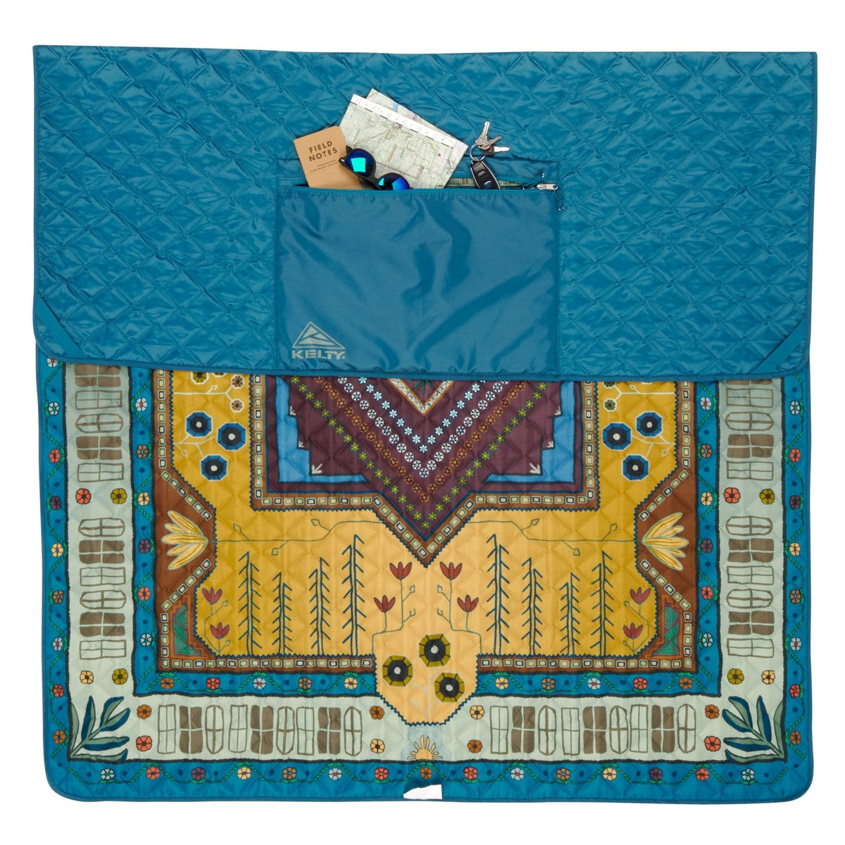 KELTY Jeanie's Insulated Camping Blanket - Stormy Blue/Jeanie (Water-Resistant Picnic Rug)
