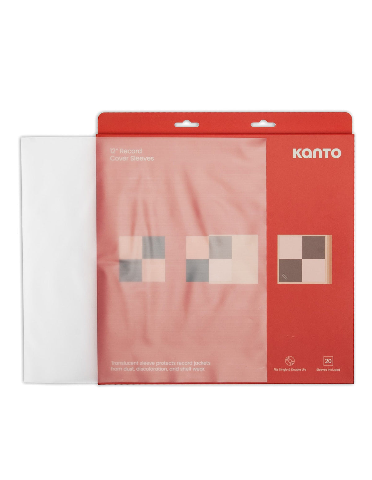 Kanto TT-CS20 Translucent Outer Cover Sleeves for 12" Vinyl Records - 20 Pack