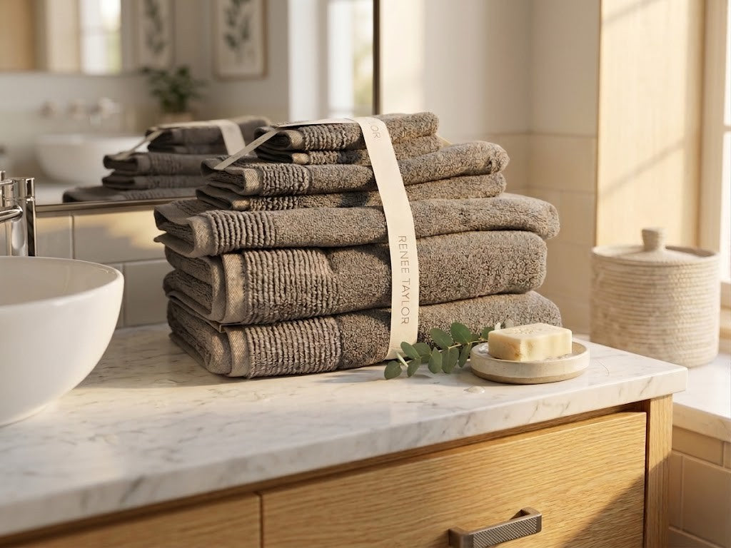 Renee Taylor Aireys 650 GSM Zero Twist Cotton Towels - Nickel (Bath, Hand & Face Towel/Bath Sheet & Bath Mat)