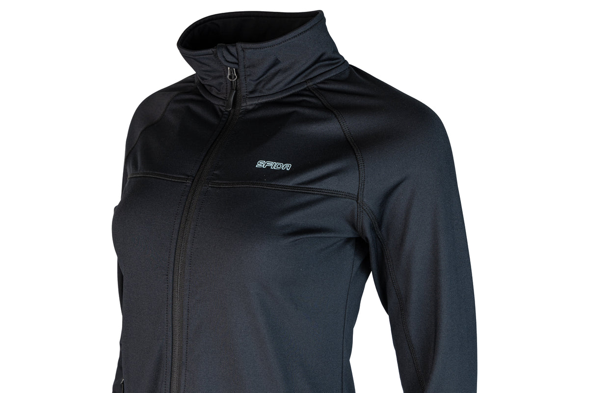 Sfida Primrose Womens Performance Jacket - Black (Reflective Zip Up Activewear)