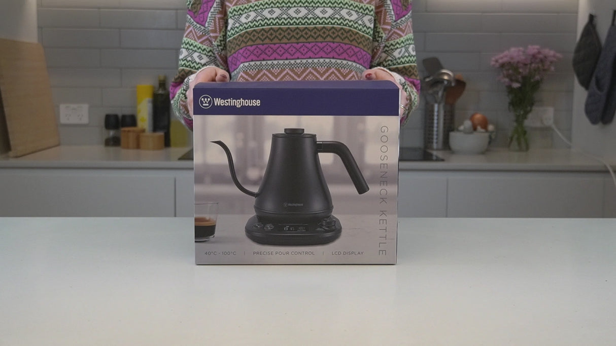 Westinghouse Gooseneck Kettle 1200W 0.8L in Black Stainless Steel - WHGKE01K