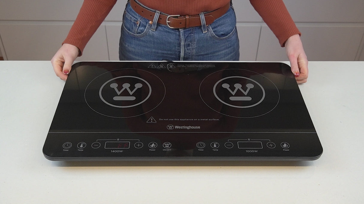 Westinghouse 2400W Twin Induction Touchscreen Cooktop / Hot plate - Black - WHIC02K