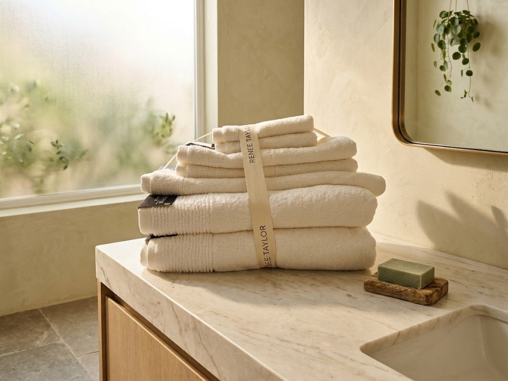 Renee Taylor Aireys 650 GSM Zero Twist Cotton Bath Towel Set - Snow (2 to 14 Piece Packs)