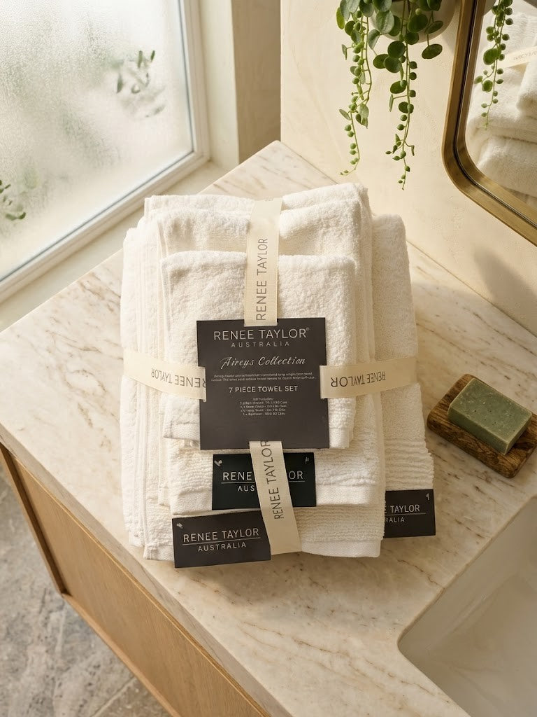 Renee Taylor Aireys 650 GSM Zero Twist Cotton Towels - Snow (Bath, Hand & Face Towel/Bath Sheet & Bath Mat)