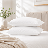2x Standard Pure Cotton Striped Pillow - White (Twin Pack)